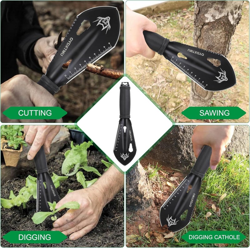 OYDXTMU Small Camping Shovel, 9 in 1 Mini Hand Shovel,Tactical Mini Hand Shovel， Portable Backpacking Hiking Trowel,Ultralight Compact Multitool for Digging, Gardening, Outdoor Camping, Survival - Image 4